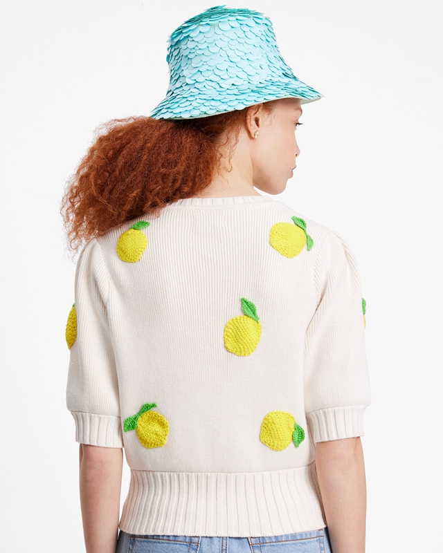 Kate Spade Crochet Lemons Women's Knitwear Cream | 15972-HCIX