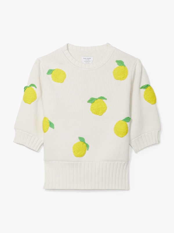 Kate Spade Crochet Lemons Women's Knitwear Cream | 15972-HCIX