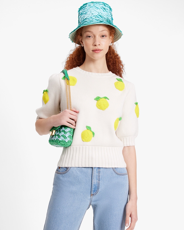 Kate Spade Crochet Lemons Women\'s Knitwear Cream | 15972-HCIX