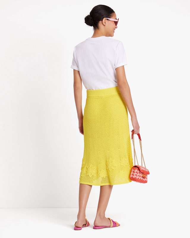 Kate Spade Crochet Midi Knit Women's Skirts Yellow | 81695-CFLS