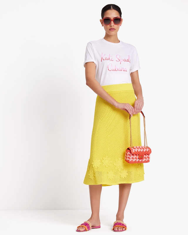 Kate Spade Crochet Midi Knit Women\'s Skirts Yellow | 81695-CFLS