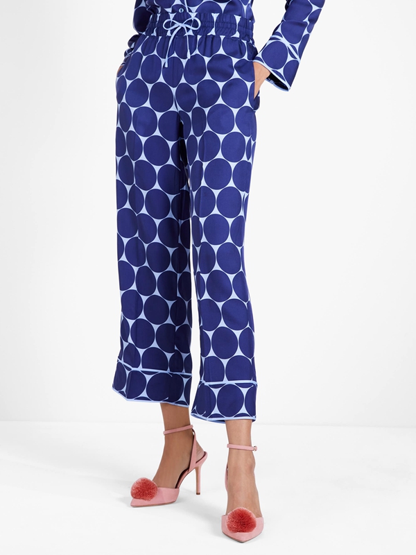 Kate Spade Deborah Dot Silk Twill Women\'s Pants Blue | 26518-DUWL