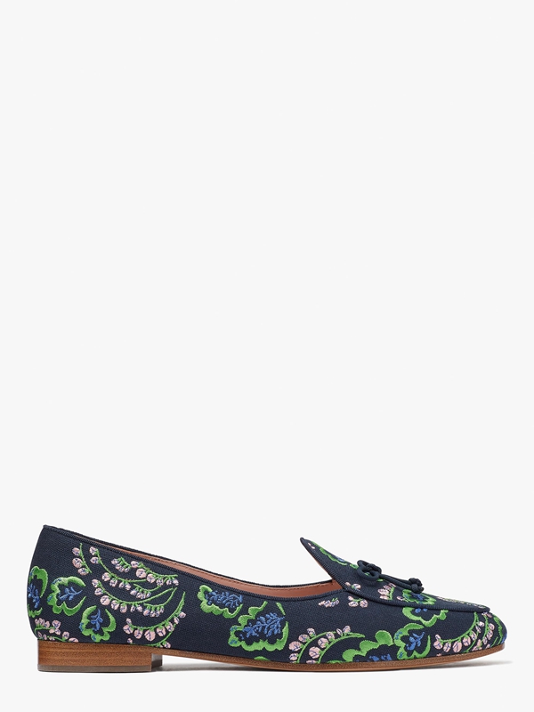 Kate Spade Devi Embroidered Women\'s Loafers Green | 34268-TYKV