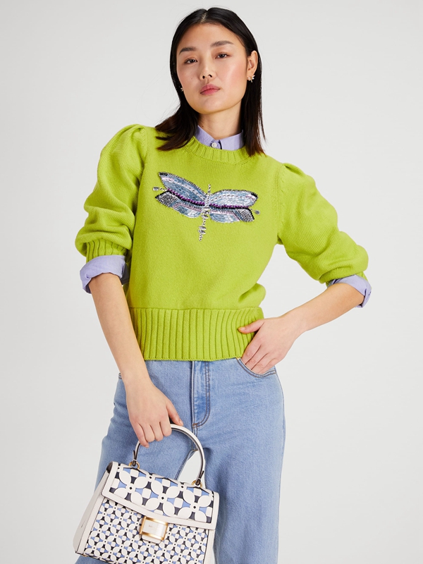 Kate Spade Dragonfly Embellished Women's Knitwear Light Green | 54376-HEOZ