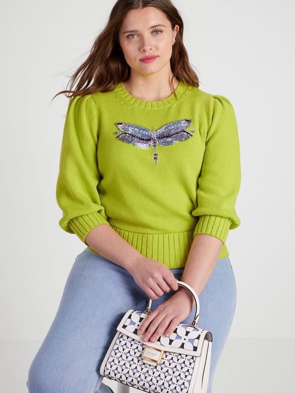 Kate Spade Dragonfly Embellished Women's Knitwear Light Green | 54376-HEOZ