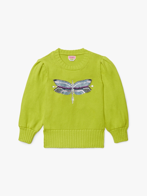 Kate Spade Dragonfly Embellished Women's Knitwear Light Green | 54376-HEOZ