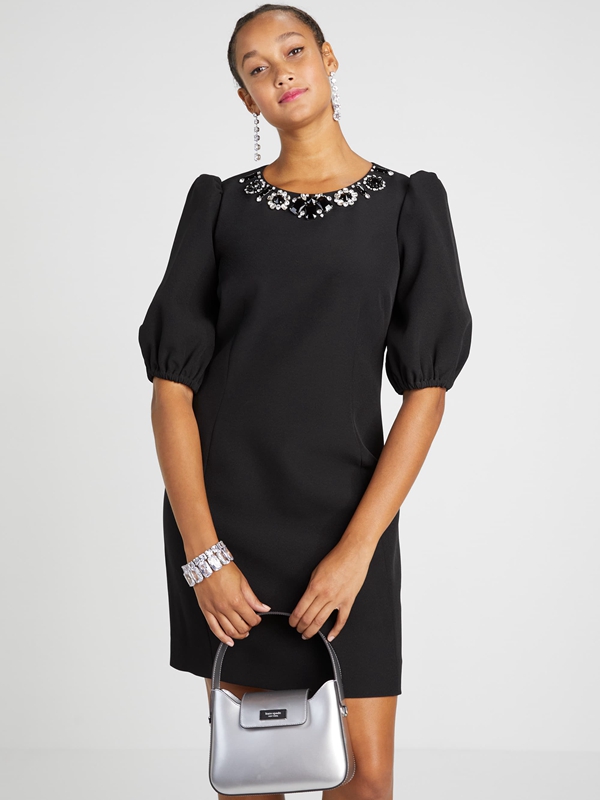 Kate Spade Embellished Double Crepe Women's Dress Black | 12536-ACPB