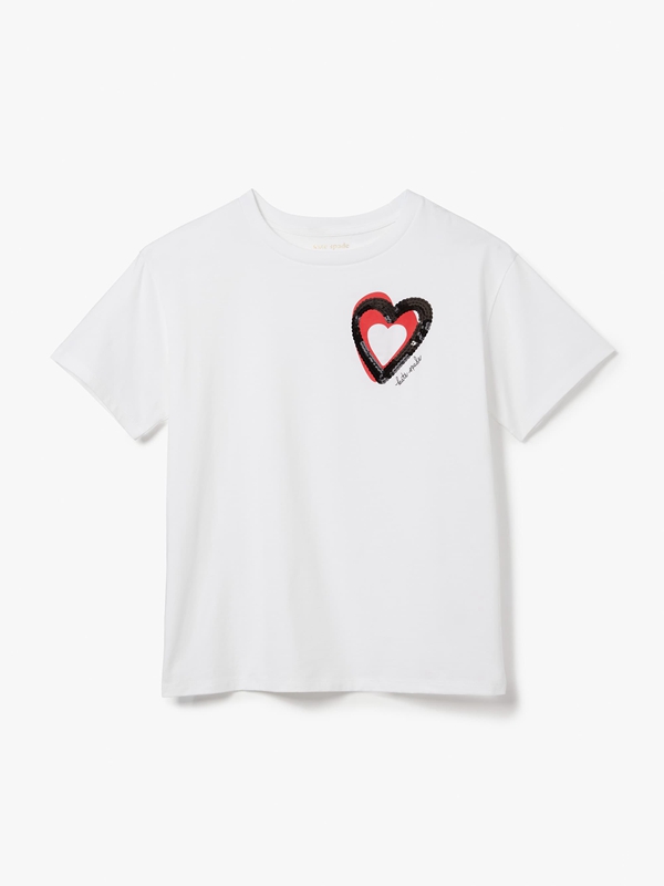 Kate Spade Embellished Overlapping Hearts Women's Tops White | 98610-RPAC