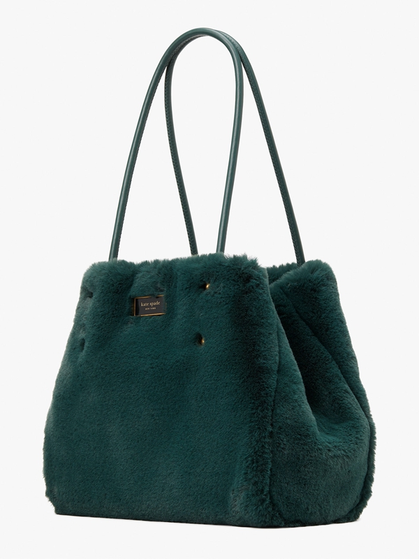 Kate Spade Everything Faux Fur Medium Long Handles Women's Tote Bags Deep Green | 15682-RUDP