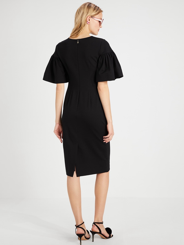 Kate Spade Flounce Sleeve Ponte Women's Dress Black | 95648-NJSU