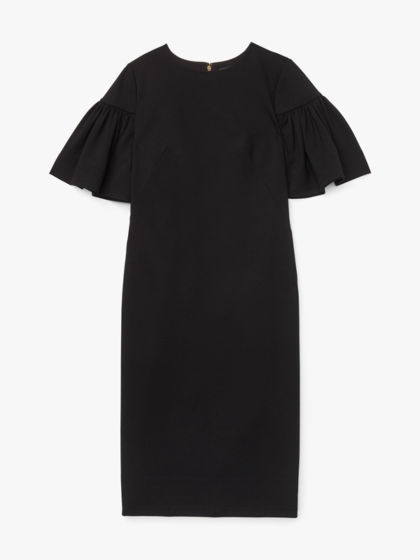 Kate Spade Flounce Sleeve Ponte Women's Dress Black | 95648-NJSU