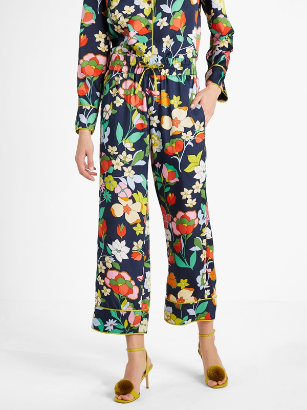 Kate Spade Flower Bed Twill Women\'s Pants Blue | 53729-MLFB