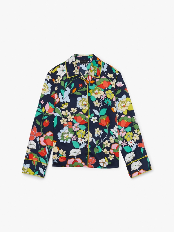 Kate Spade Flower Bed Twill Women's Shirts Blue | 14680-ZRLT