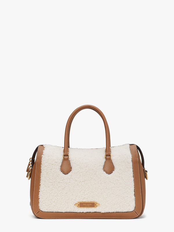 Kate Spade Gramercy Shearling Medium Women\'s Satchel Bags Cream | 07249-QBVP