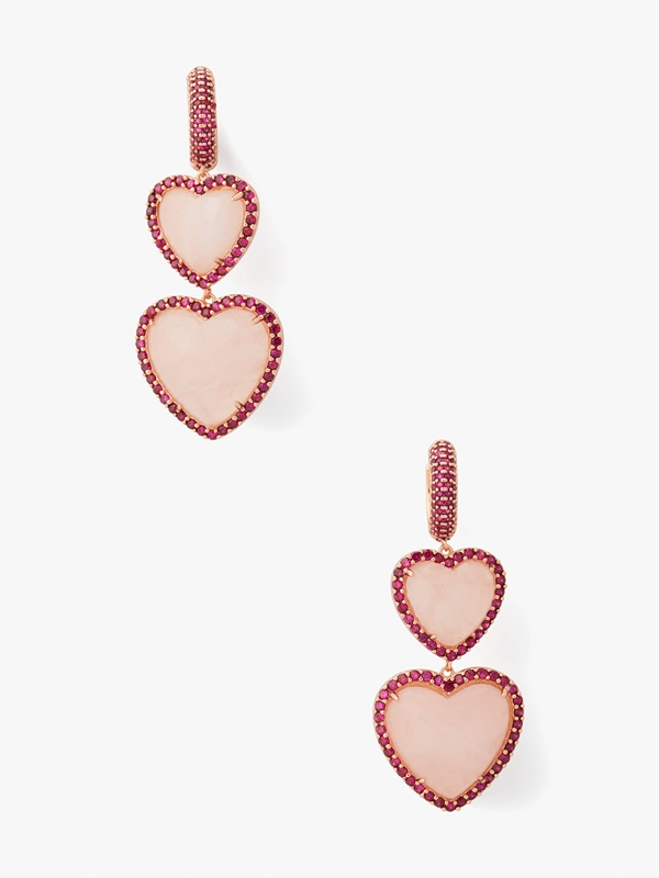 Kate Spade Heart Of Hearts Double Drop Women\'s EarRings Pink | 97265-IRPL