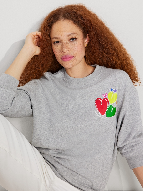 Kate Spade Hearts Women's Sweatshirt Grey | 98243-WQFM