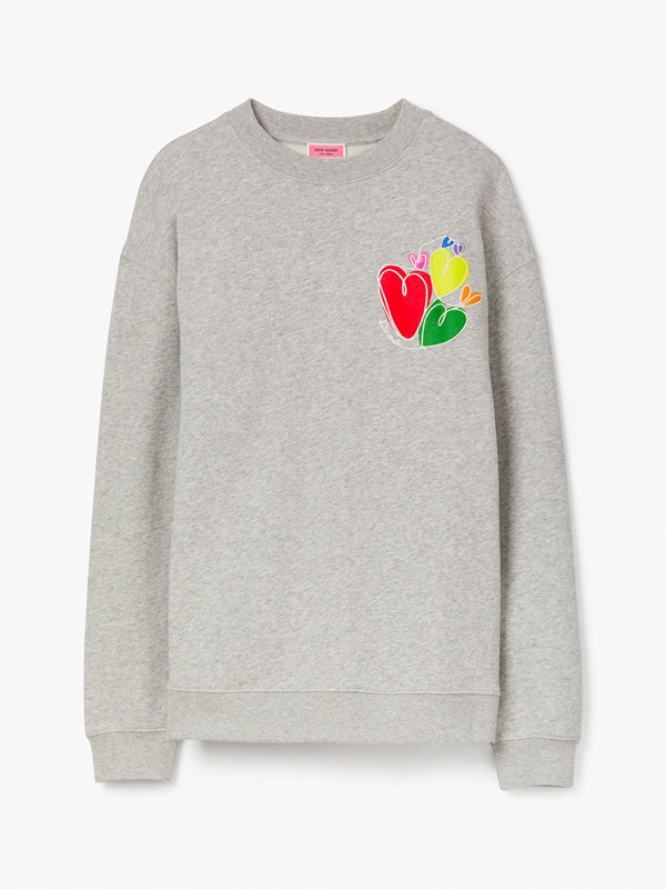 Kate Spade Hearts Women's Sweatshirt Grey | 98243-WQFM