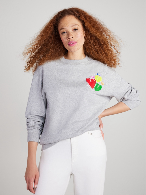 Kate Spade Hearts Women\'s Sweatshirt Grey | 98243-WQFM