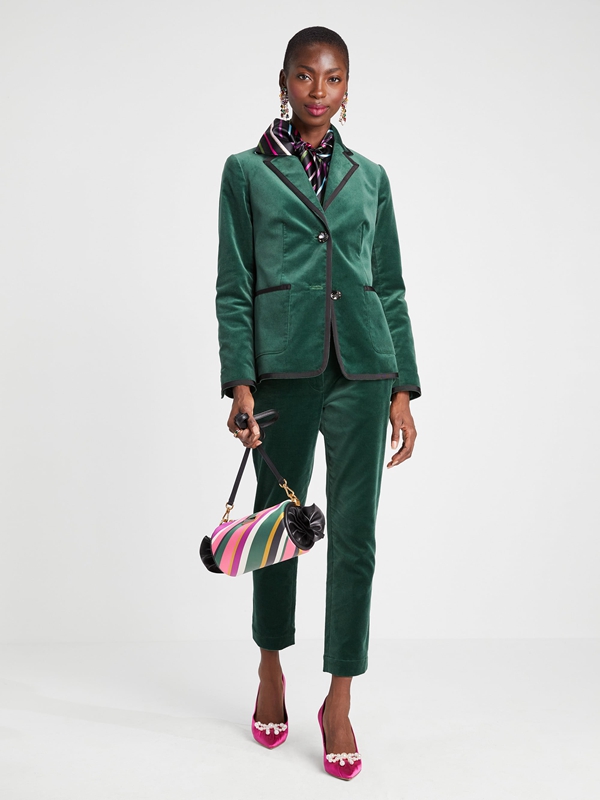 Kate Spade Jewel Button Velvet Blazer Women's Jackets Deep Green | 47089-AUVP