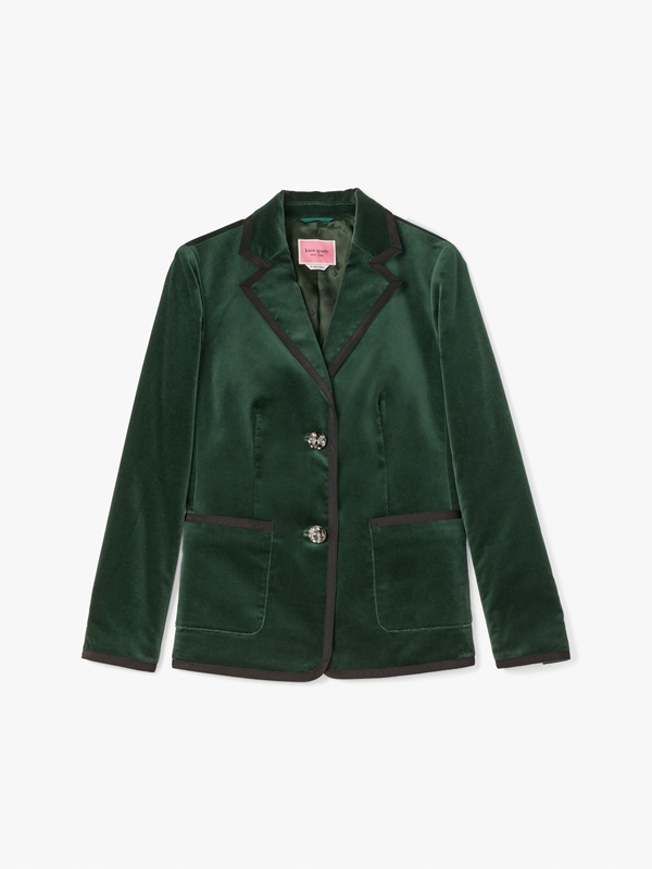 Kate Spade Jewel Button Velvet Blazer Women's Jackets Deep Green | 47089-AUVP