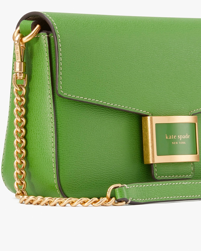 Kate Spade Katy Textured Leather Flap Chain Women's Crossbody Bags Green | 69873-KMCI