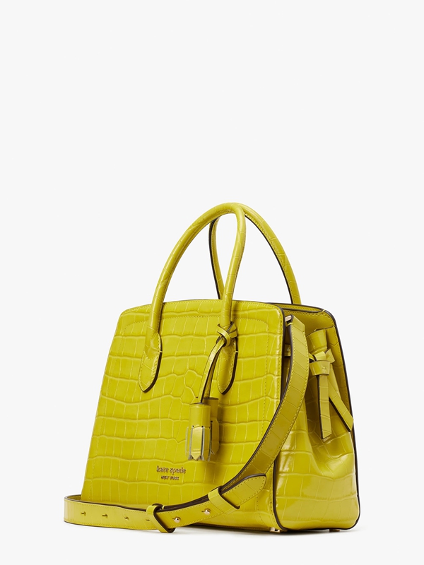 Kate Spade Knott Croc-Embossed Medium Women's Satchel Bags Yellow | 56892-DVGF