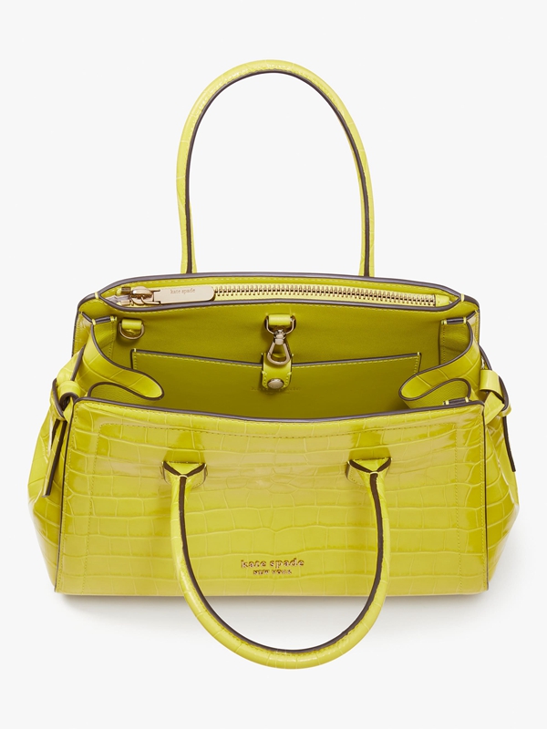 Kate Spade Knott Croc-Embossed Medium Women's Satchel Bags Yellow | 56892-DVGF