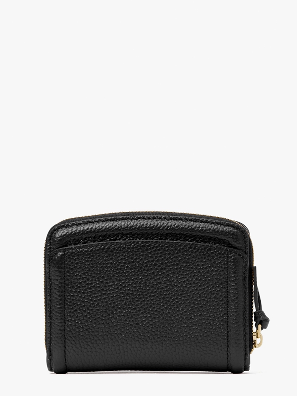 Kate Spade Knott Pebbled Leather Small Compact Women's Wallets Black | 68317-HLUA