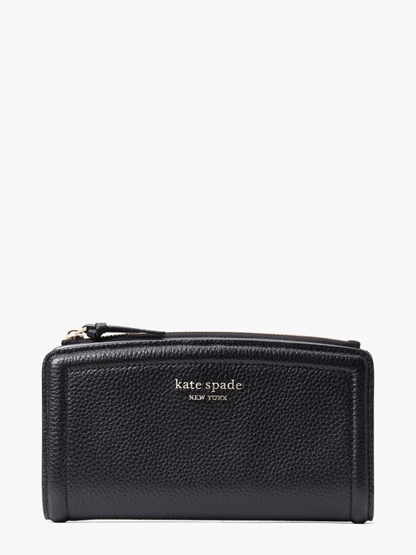 Kate Spade Knott Pebbled Leather Zip Slim Women\'s Wallets Black | 56130-CBUG