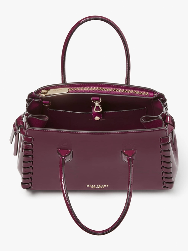 Kate Spade Knott Whipstitched Patent Leather Medium Women's Satchel Bags Purple | 58630-CUPB