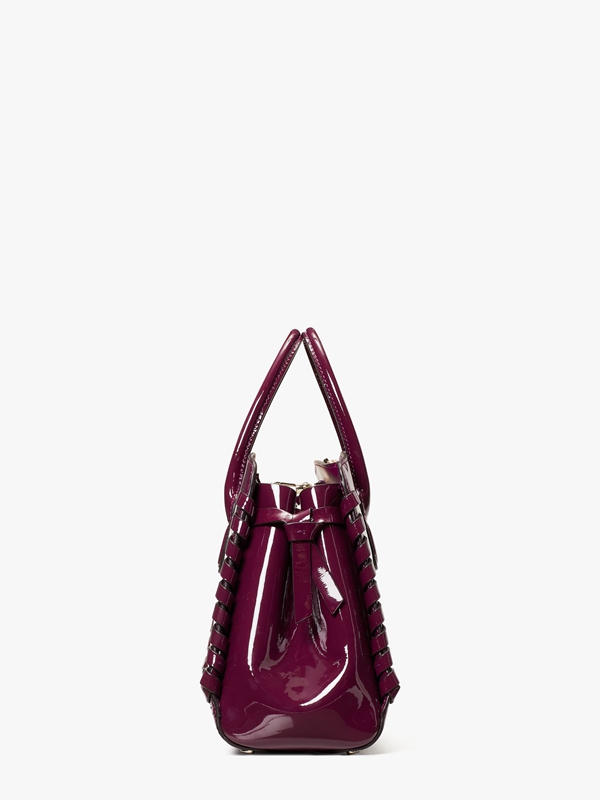 Kate Spade Knott Whipstitched Patent Leather Medium Women's Satchel Bags Purple | 58630-CUPB