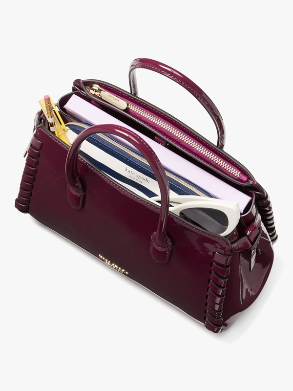 Kate Spade Knott Whipstitched Patent Leather Medium Women's Satchel Bags Purple | 58630-CUPB