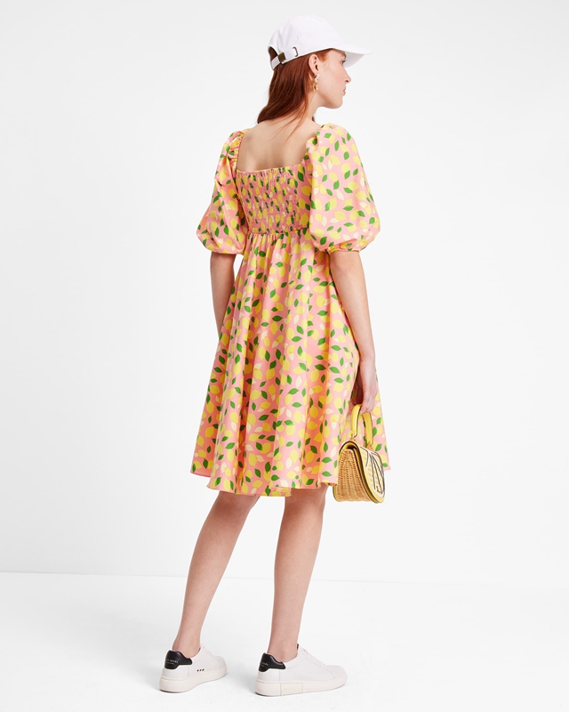 Kate Spade Lemon Toss Square-Neck Women's Dress Yellow | 26054-EHLB