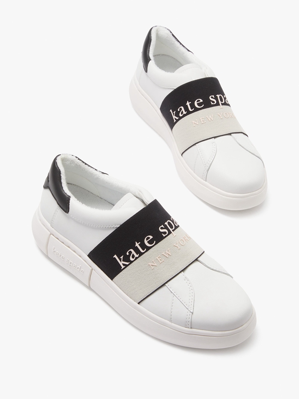 Kate Spade Lift Stretch Logo Women's Sneakers White / Black | 14327-TRNU