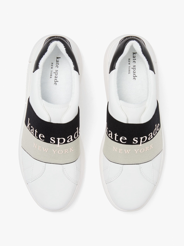 Kate Spade Lift Stretch Logo Women's Sneakers White / Black | 14327-TRNU