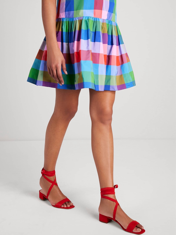 Kate Spade Madras Taffeta Shift Women's Dress Multicolor | 24890-LMWR