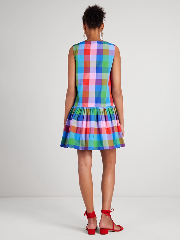 Kate Spade Madras Taffeta Shift Women's Dress Multicolor | 24890-LMWR