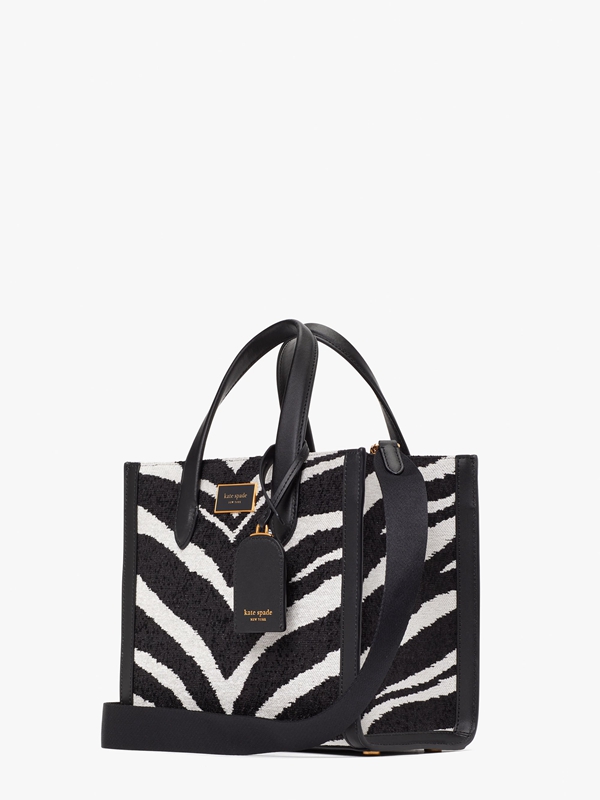 Kate Spade Manhattan Bold Zebra Boucle Jacquard Small Women's Tote Bags Black | 09382-LGEJ