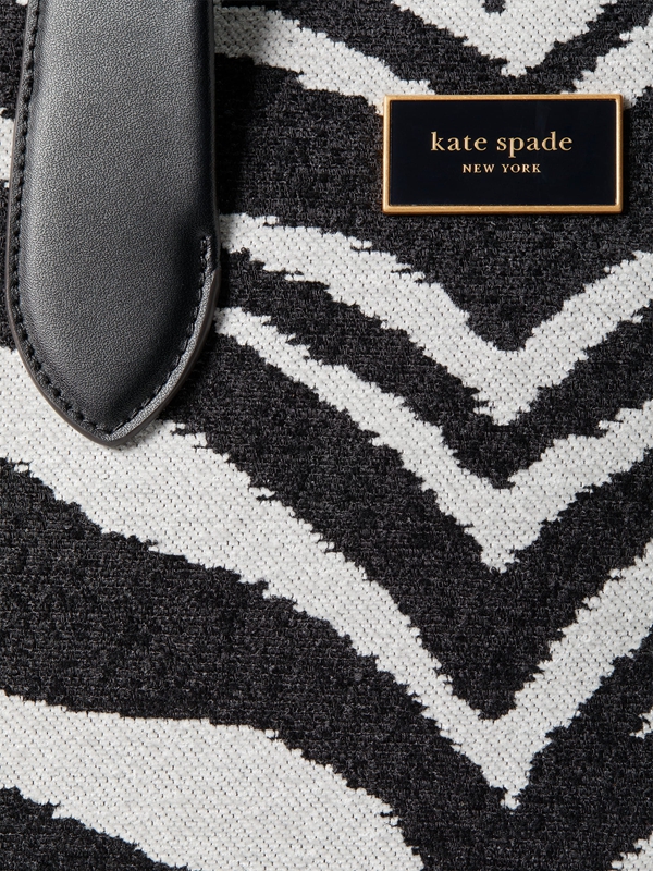 Kate Spade Manhattan Bold Zebra Boucle Jacquard Large Women's Tote Bags Black | 27034-BFEX