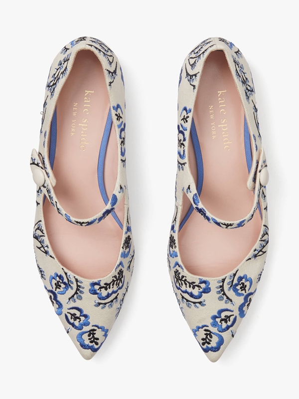 Kate Spade Maya Women's Flat Shoes White / Blue | 05172-BNPZ