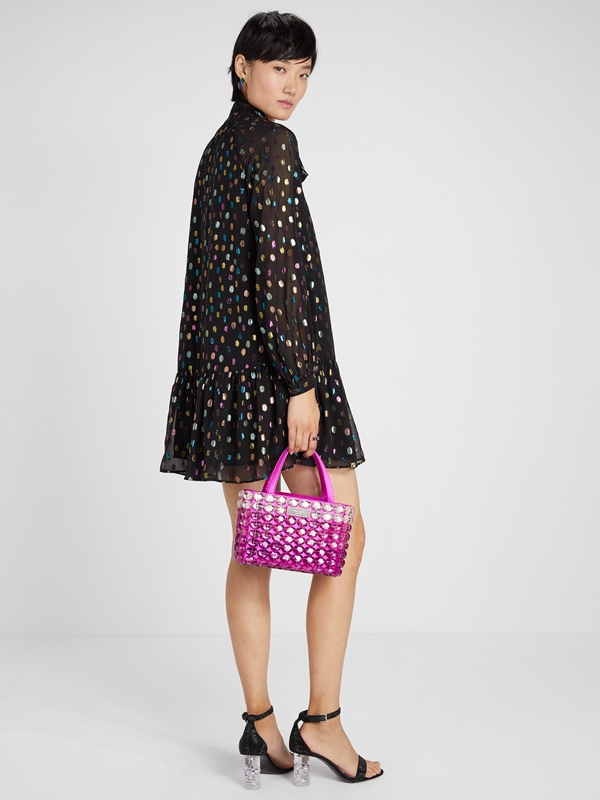 Kate Spade Metallic Candy Dots Tie-Neck Shift Women's Dress Multicolor | 13950-MKWH