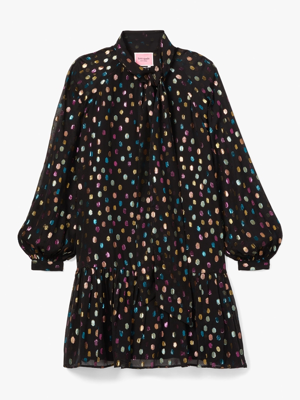 Kate Spade Metallic Candy Dots Tie-Neck Shift Women's Dress Multicolor | 13950-MKWH