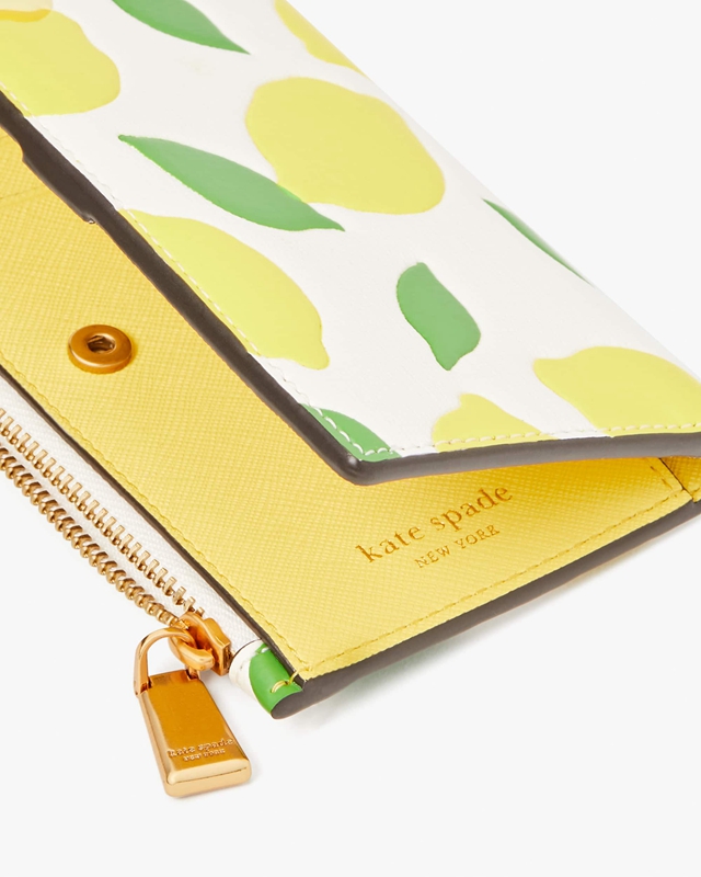 Kate Spade Morgan Lemon Toss Embossed Small Slim Bifold Women's Wallets Multicolor | 18263-LODE