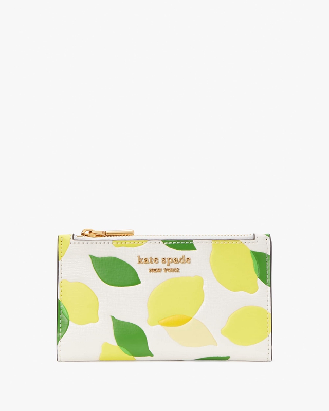 Kate Spade Morgan Lemon Toss Embossed Small Slim Bifold Women\'s Wallets Multicolor | 18263-LODE