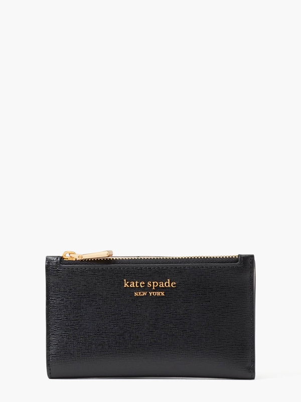 Kate Spade Morgan Saffiano Leather Small Slim Bifold Women\'s Wallets Black | 34897-PNTA