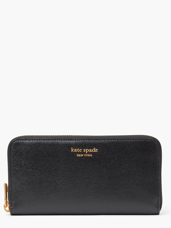 Kate Spade Morgan Saffiano Leather Zip Around Continental Women\'s Wallets Black | 06478-MZFH