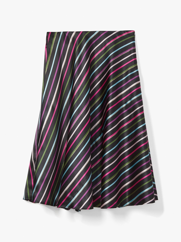 Kate Spade Party Stripe Midi Women's Skirts Black | 02571-ZYQI