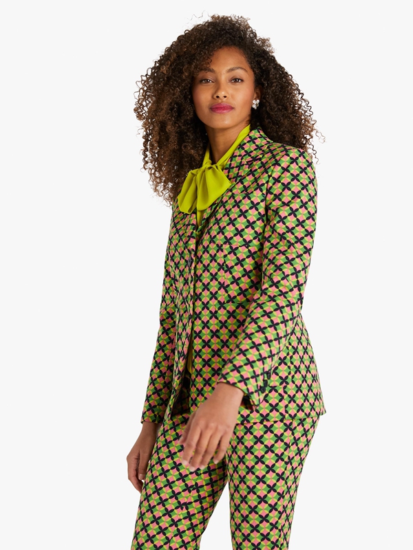 Kate Spade Patio Tile Twill Blazer Women's Jackets Light Green / Pink | 86379-EPDN