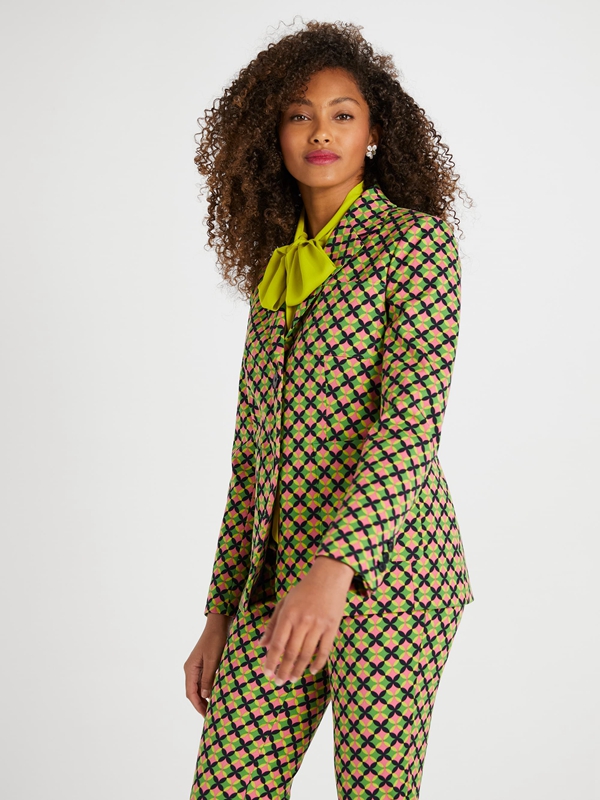 Kate Spade Patio Tile Twill Blazer Women\'s Jackets Light Green / Pink | 86379-EPDN