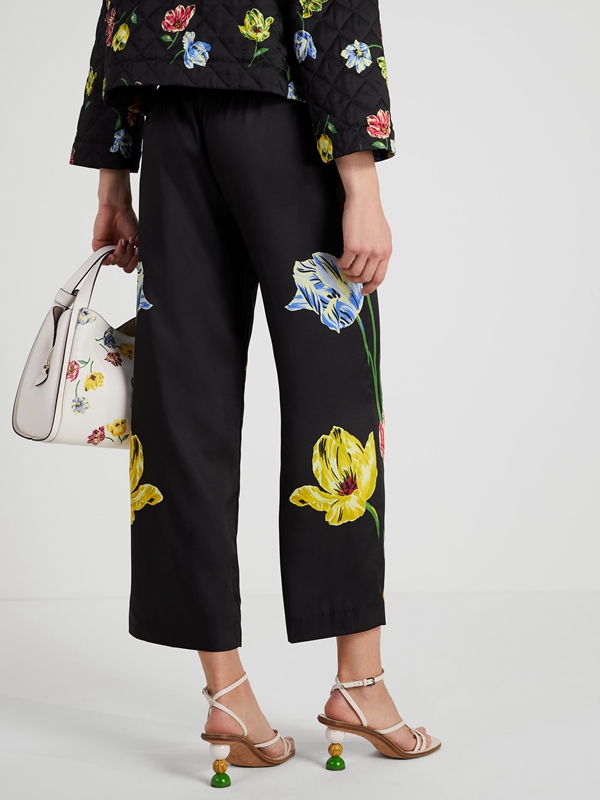 Kate Spade Placed Floral Women's Pants Black | 61790-KBTN